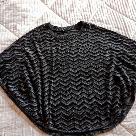 AB Studio Black and Grey Sweater Poncho - Picture 8 of 8
